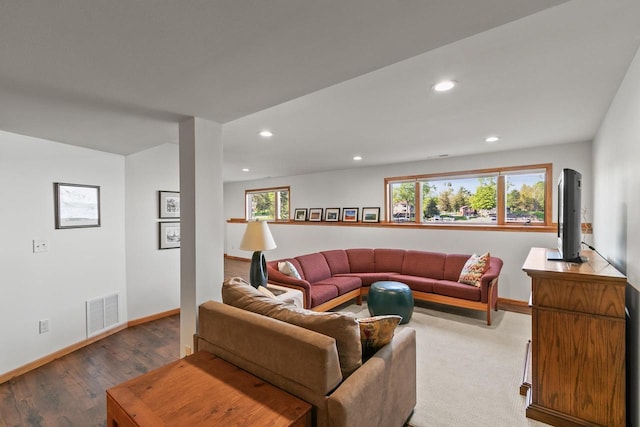 491 River St, Merrimac, WI 53561 - living room with baseboards, recessed lighting, and wood finished floors