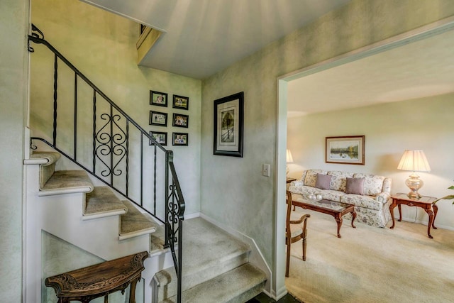 4034 Chicory Rd, Mount Pleasant, WI 53403 - stairway featuring carpet and baseboards