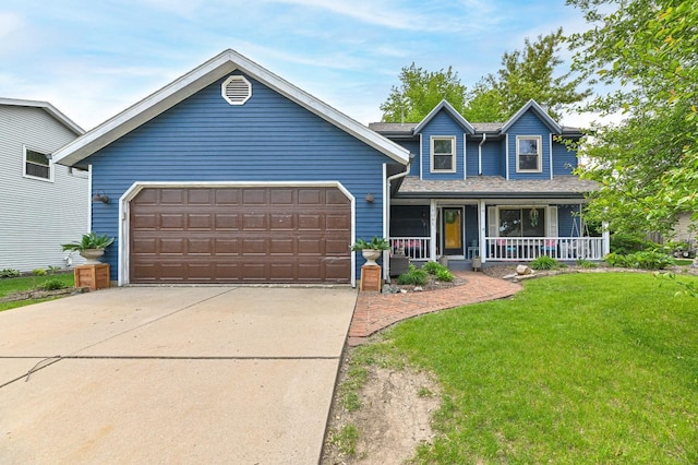 1081 E Elm Rd, Oak Creek, WI 53154 - traditional home with a porch, a front lawn, driveway, and a garage