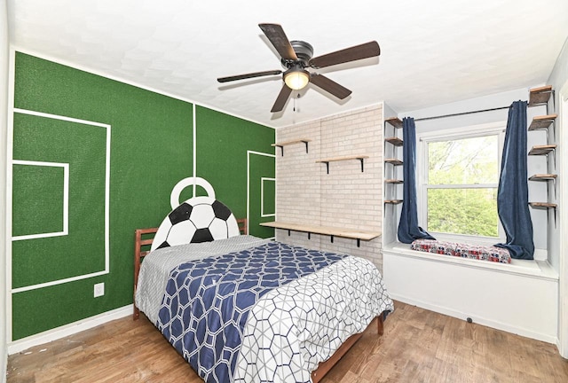 1081 E Elm Rd, Oak Creek, WI 53154 - bedroom with wood finished floors, baseboards, and a ceiling fan