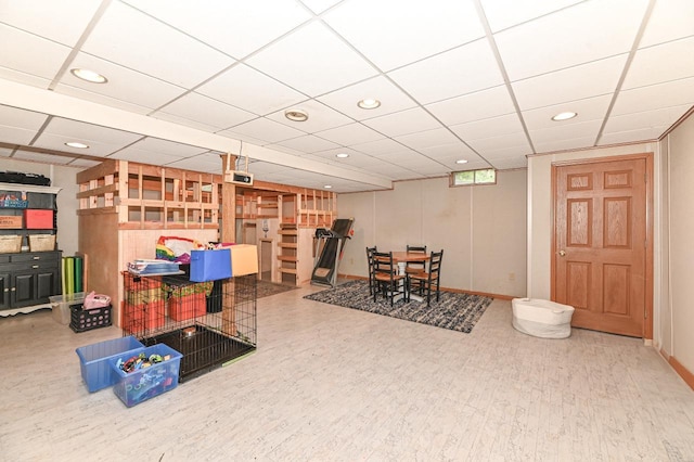 1081 E Elm Rd, Oak Creek, WI 53154 - game room with wood finished floors, baseboards, a drop ceiling, and recessed lighting