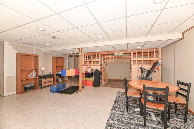 1081 E Elm Rd, Oak Creek, WI 53154 - dining area featuring recessed lighting, tile patterned floors, a paneled ceiling, and baseboards