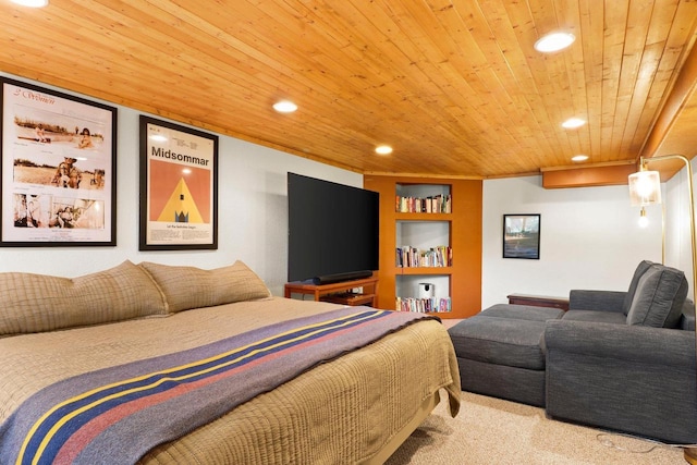 202 Lake St, Mount Horeb, WI 53572 - carpeted bedroom with wood ceiling and recessed lighting