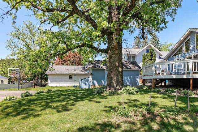 202 Lake St, Mount Horeb, WI 53572 - view of grassy yard with a deck