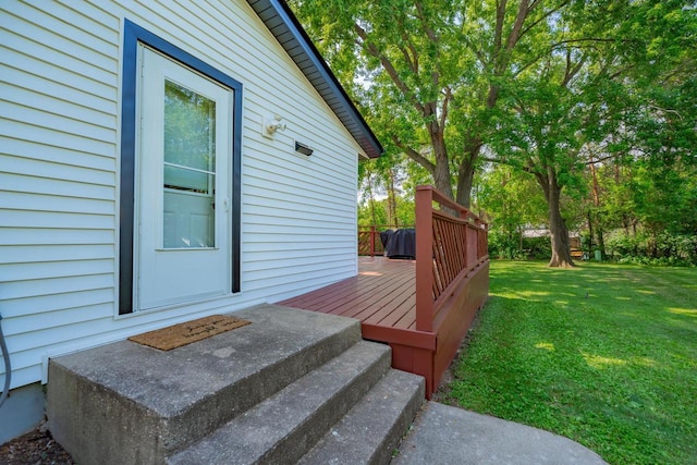 1621 W Crystal Dr, Edgerton, WI 53534 - doorway to property featuring a yard and a wooden deck