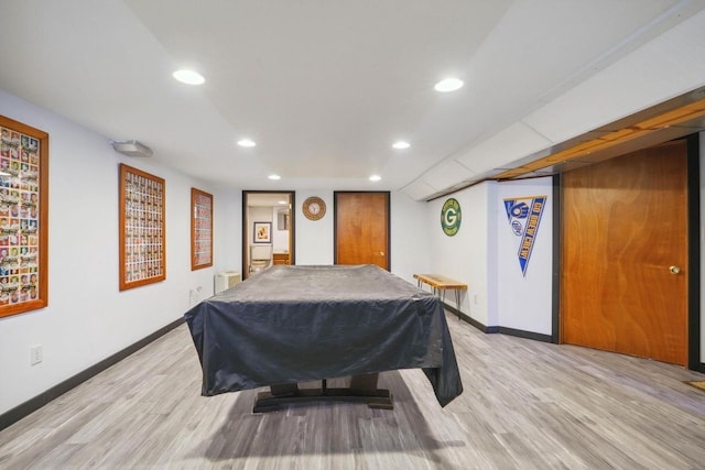 60 Madison Ave, Port Edwards, WI 54469 - rec room with light wood-style floors, baseboards, recessed lighting, and billiards table