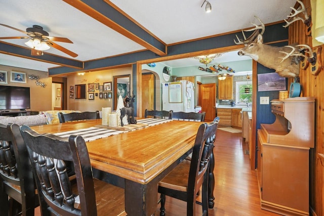 60 Madison Ave, Port Edwards, WI 54469 - dining space with light wood-style floors and ceiling fan
