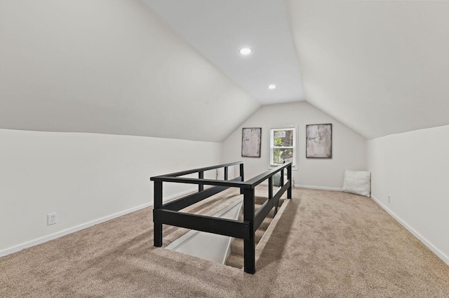 5002 N 24th Pl, Milwaukee, WI 53209 - additional living space with carpet floors, vaulted ceiling, baseboards, and recessed lighting