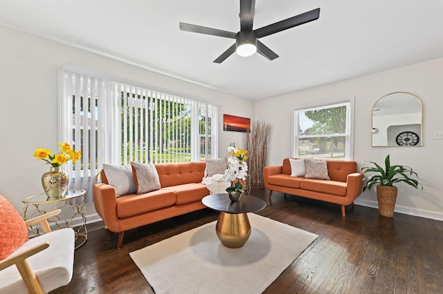 5002 N 24th Pl, Milwaukee, WI 53209 - living room featuring healthy amount of natural light, a ceiling fan, and hardwood / wood-style floors
