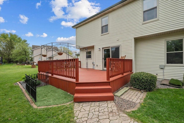 1620 Fieldstone Ln, Howards Grove, WI 53083 - wooden deck featuring a yard