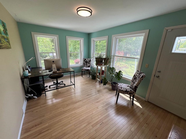 S9085 Meadowdale Rd, Prairie Du Sac, WI 53578 - office area featuring light wood finished floors and baseboards
