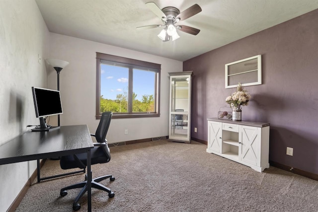 4201 Fieldcrest Dr, Kaukauna, WI 54130 - carpeted home office with ceiling fan and baseboards