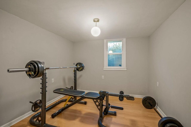 5642 N Argyle Ave, Glendale, WI 53209 - exercise area featuring wood finished floors and baseboards