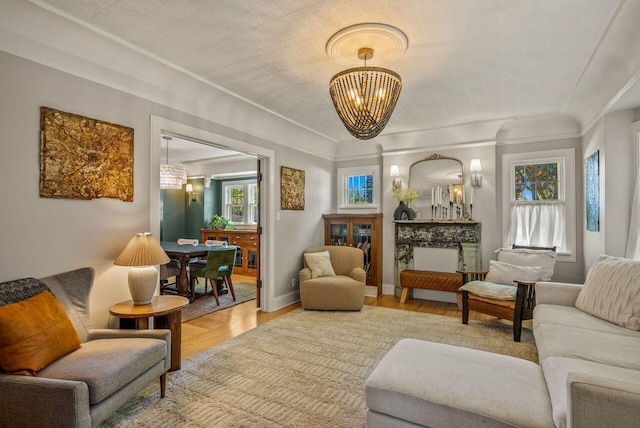 5642 N Argyle Ave, Glendale, WI 53209 - living area featuring a chandelier and wood finished floors