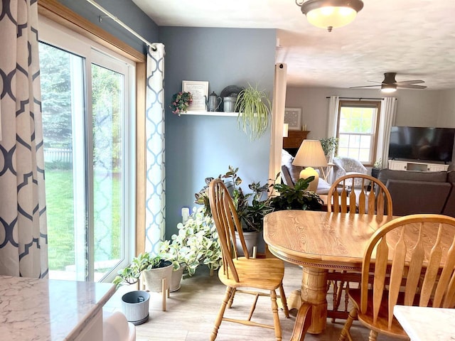 1401 E Bedford Ln, Appleton, WI 54915 - dining area with ceiling fan and wood finished floors
