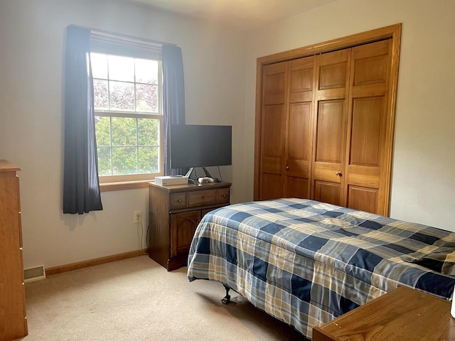 1401 E Bedford Ln, Appleton, WI 54915 - bedroom with light carpet, baseboards, and a closet