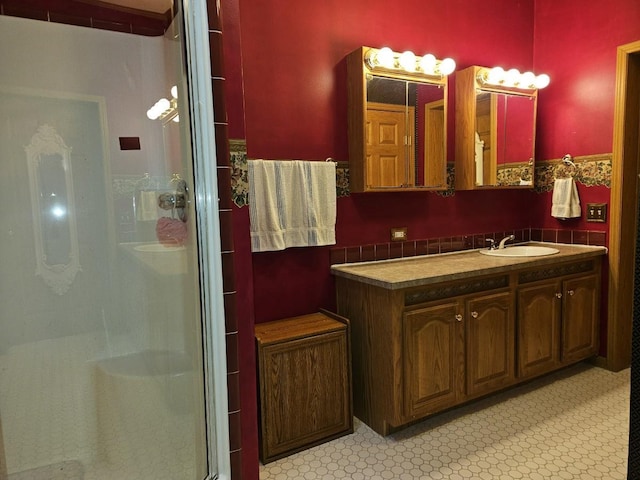 7098 Fire Tower Rd, Rhinelander, WI 54501 - full bath with a stall shower and vanity
