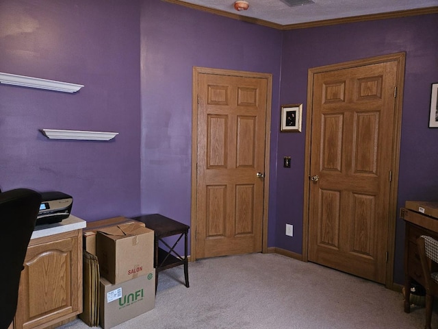 7098 Fire Tower Rd, Rhinelander, WI 54501 - carpeted home office with ornamental molding