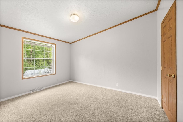 8401 4th Ave, Almond, WI 54909 - carpeted empty room featuring ornamental molding, a textured ceiling, baseboards, and lofted ceiling