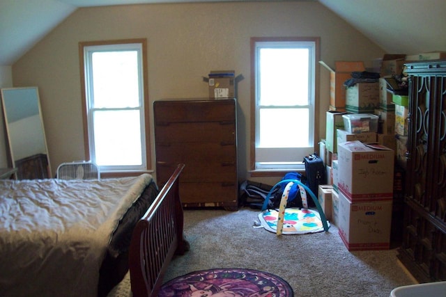 N5795 County Road A, Deerbrook, WI 54424 - bedroom with lofted ceiling, multiple windows, and carpet
