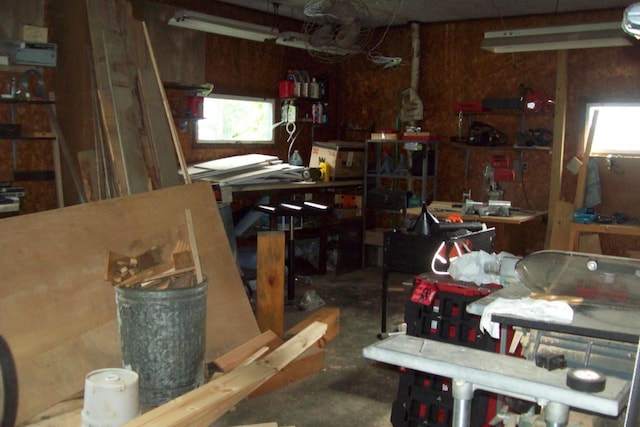 N5795 County Road A, Deerbrook, WI 54424 - misc room featuring a workshop area and concrete floors