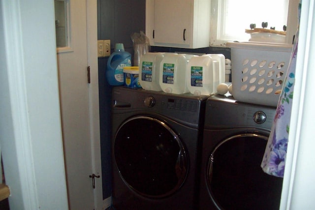 N5795 County Road A, Deerbrook, WI 54424 - laundry room featuring washing machine and dryer and cabinet space