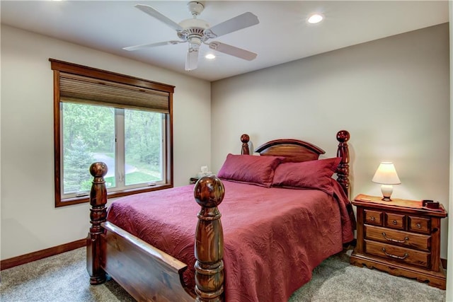 4708 Abbey Rd, Eau Claire, WI 54701 - bedroom with carpet floors, baseboards, recessed lighting, and ceiling fan