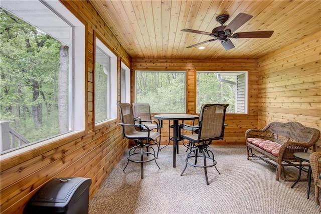 4708 Abbey Rd, Eau Claire, WI 54701 - sunroom / solarium with wood ceiling, wood walls, and carpet