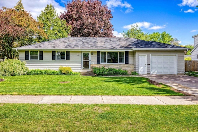 208 Edgewood Dr, Neenah, WI 54956 - single story home with a garage, concrete driveway, and a chimney