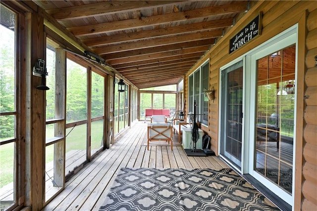 82912 Augustine Rd, Glidden, WI 54527 - unfurnished sunroom featuring lofted ceiling and healthy amount of natural light