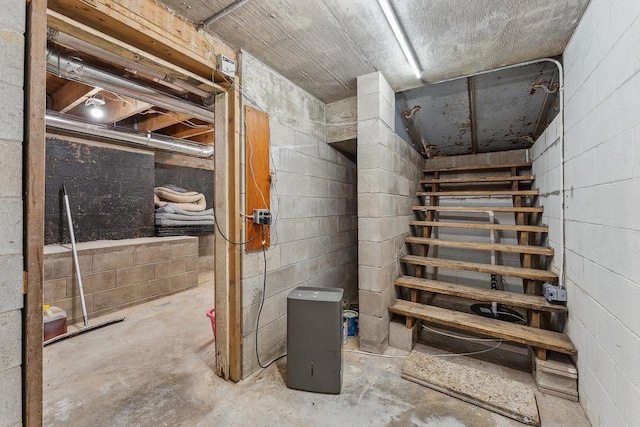 N3504 State Rd 80, Elroy, WI 53929 - unfinished basement with concrete block wall