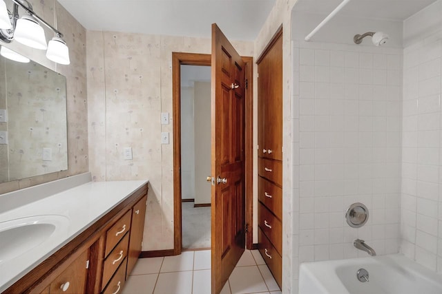 108 S Clay St, De Pere, WI 54115 - bathroom featuring vanity, tile patterned floors, and  shower combination
