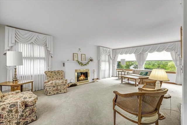 1416 Lake Dr, South Milwaukee, WI 53172 - living room featuring carpet flooring and a glass covered fireplace