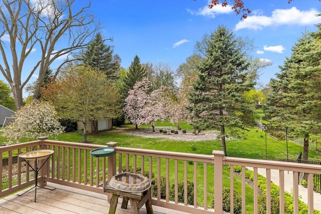 1416 Lake Dr, South Milwaukee, WI 53172 - wooden deck featuring a lawn