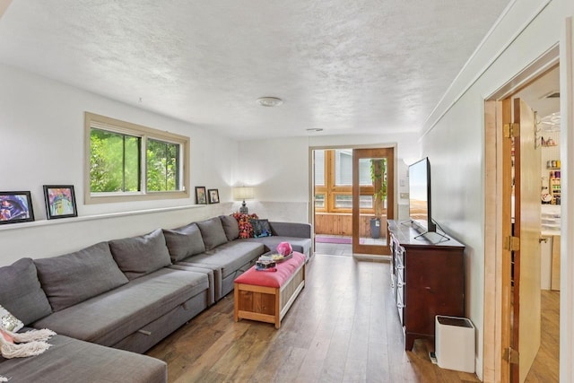 3604 Glenn Ln, Middleton, WI 53562 - living area with wood-type flooring and a textured ceiling