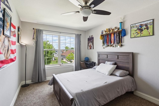 417 Champlain Dr, Johnson Creek, WI 53038 - carpeted bedroom featuring baseboards and a ceiling fan