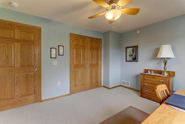 211 Oconomowoc Pkwy, Oconomowoc, WI 53066 - office area featuring carpet floors, ceiling fan, and baseboards