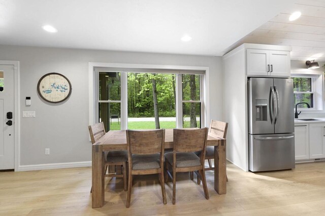 W2434 Timber Trl, Keshena, WI 54135 - dining room with healthy amount of natural light, light wood finished floors, baseboards, and recessed lighting