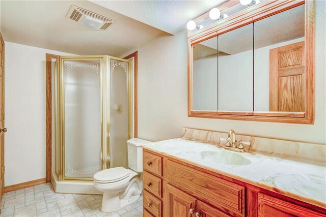 E5777 689th Ave, Menomonie, WI 54751 - full bath featuring vanity, a stall shower, toilet, and baseboards