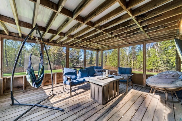 3910 E Koenig Rd, Superior, WI 54880 - deck with an outdoor hangout area and view of scattered trees