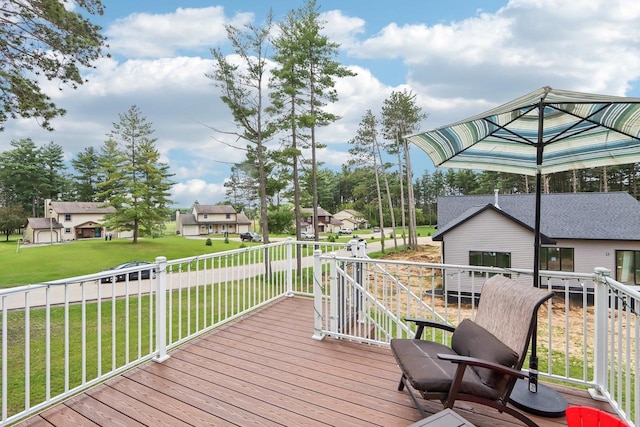 807 W Saddle Rdg Unit 807, Portage, WI 53901 - wooden terrace with a yard and a residential view