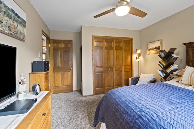 1115 Daniel Ct Unit 40, Neenah, WI 54956 - carpeted bedroom featuring a closet, a ceiling fan, and baseboards