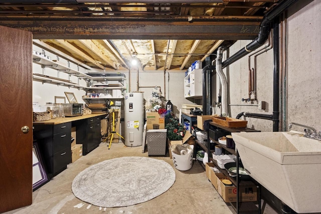 1115 Daniel Ct Unit 40, Neenah, WI 54956 - unfinished basement with water heater and a sink