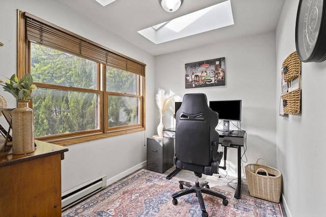 1115 Daniel Ct Unit 40, Neenah, WI 54956 - office space featuring a baseboard heating unit, a skylight, healthy amount of natural light, and baseboards