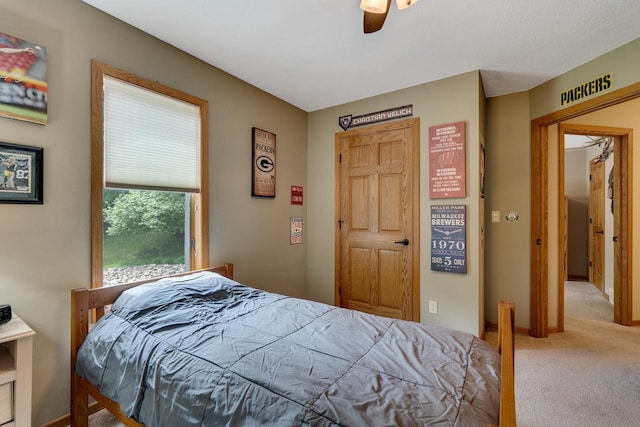 N17795 Trim Rd, Galesville, WI 54630 - carpeted bedroom featuring a ceiling fan