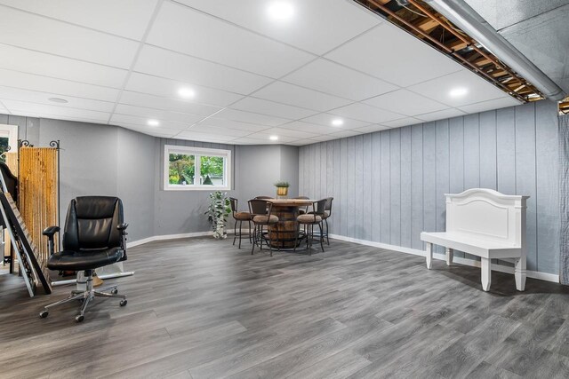 W4825 Wild Wings Dr, Sherwood, WI 54169 - office area with wood finished floors, baseboards, a drop ceiling, and recessed lighting