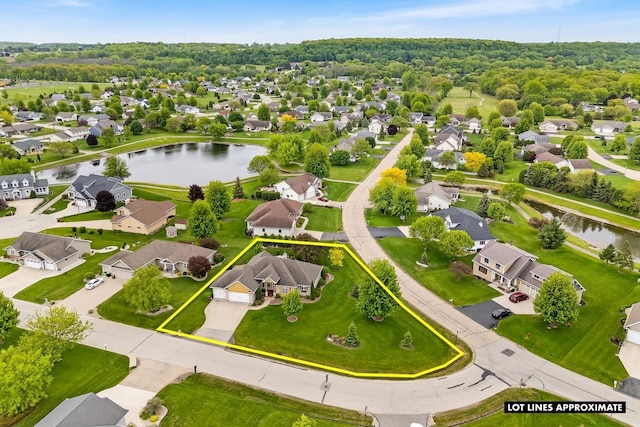 W4825 Wild Wings Dr, Sherwood, WI 54169 - aerial perspective of suburban area with a large body of water and property parcel outlined
