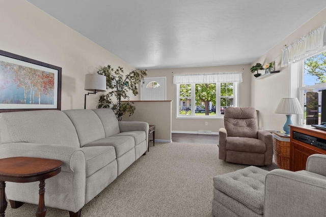 1242 Liberty St, Oshkosh, WI 54901 - carpeted living room featuring plenty of natural light and baseboards