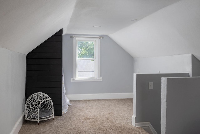 2801 Harvey St, La Crosse, WI 54603 - additional living space with lofted ceiling, carpet flooring, and baseboards