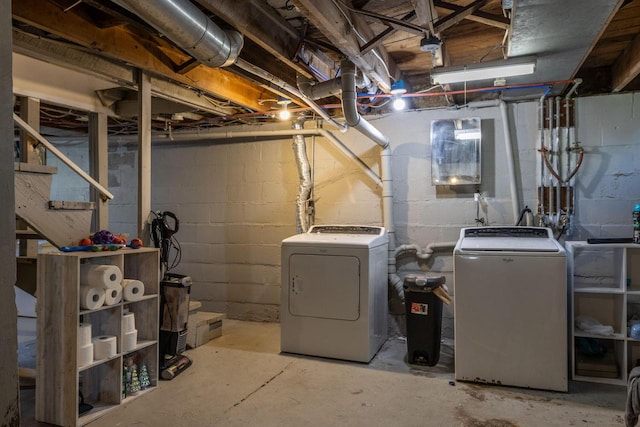 2801 Harvey St, La Crosse, WI 54603 - unfinished basement with separate washer and dryer and stairway